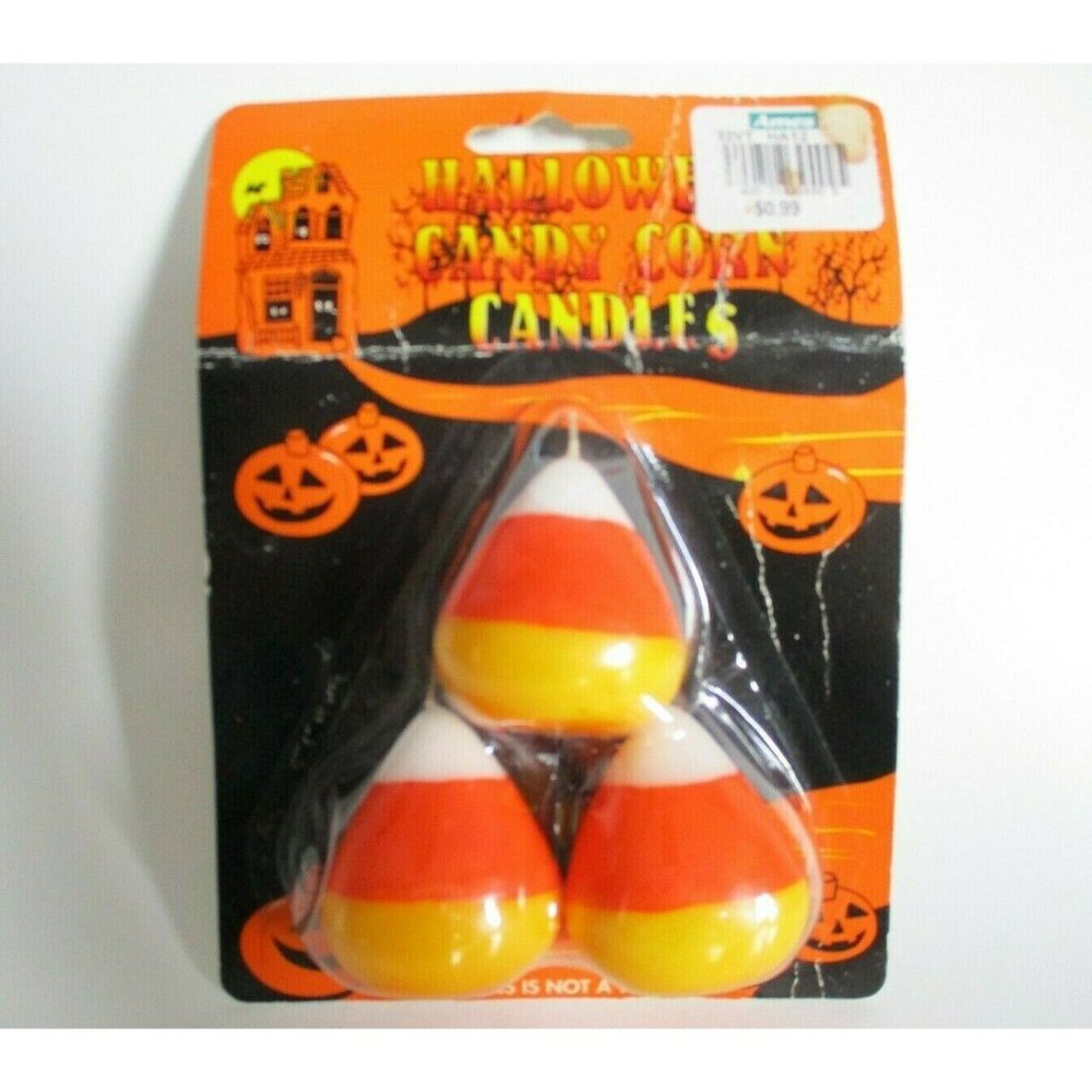 Decorative Halloween candy corn candles Unscented new in package